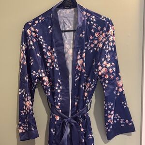 Floral Satin Kimono Robe